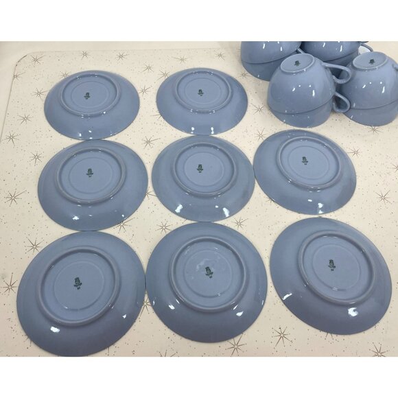 Vintage Swiss Langenthal cups & saucers, Robin egg blue porcelain, coffee for 2 - Picture 9 of 10